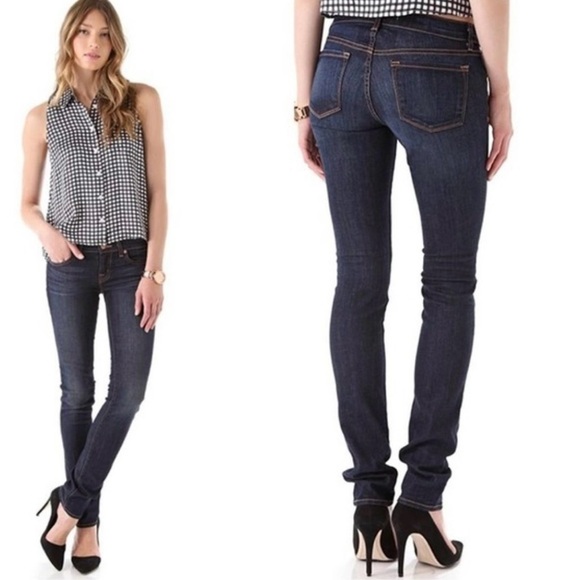 ANTHROPOLOGIE J Brand Denim Low Rise Skinny 912 Ink Wash Jeans Size 26 - Picture 1 of 9